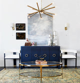 Rue Navy Linen Buffet Table with 4 Doors by Worlds Away - Lifestyle 1