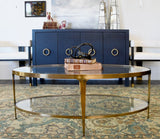 Rue Navy Linen Buffet Table with 4 Doors by Worlds Away - Lifestyle 5