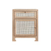 Ruth Cerused Oak One Door Cabinet with Cane Front by Worlds Away at Fig Linens and Home