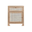 Ruth Cerused Oak One Door Cabinet with Cane Front by Worlds Away at Fig Linens and Home