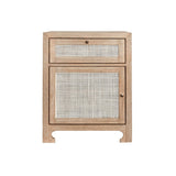 Ruth Cerused Oak One Door Cabinet with Cane Front by Worlds Away at Fig Linens and Home