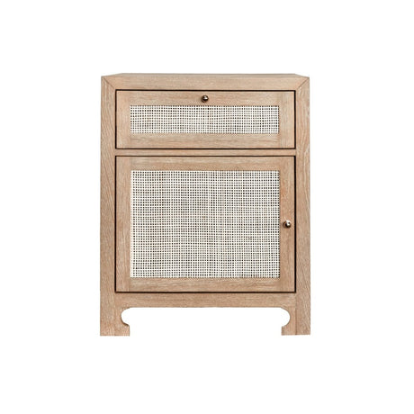 Ruth Cerused Oak One Door Cabinet with Cane Front by Worlds Away at Fig Linens and Home