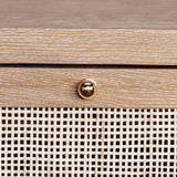 Ruth Cerused Oak One Door Cabinet with Cane Front by Worlds Away at Fig Linens and Home - Detail