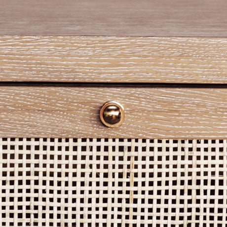 Ruth Cerused Oak One Door Cabinet with Cane Front by Worlds Away at Fig Linens and Home - Detail