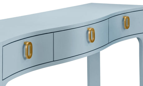 Sabrina Light Blue Console Table by Worlds Away at Fig Linens and Home - Detail of Curve View