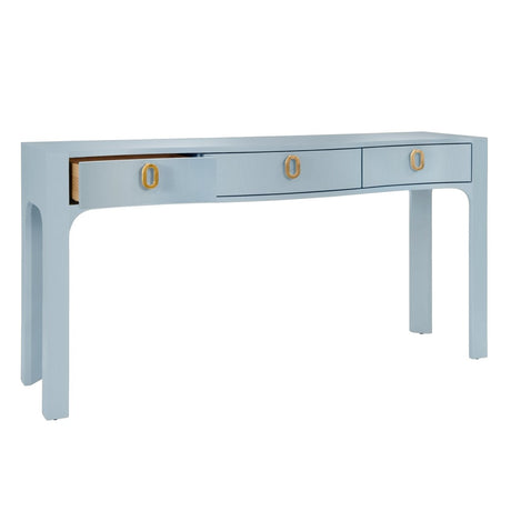 Sabrina Light Blue Console Table by Worlds Away at Fig Linens and Home - Angle View