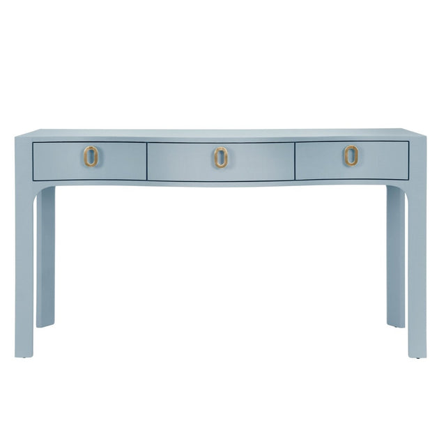 Sabrina Light Blue Console Table by Worlds Away at Fig Linens and Home - Front View