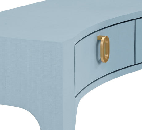 Sabrina Light Blue Console Table by Worlds Away at Fig Linens and Home - Drawers and Hardware View