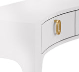Sabrina White Console Table by Worlds Away at Fig Linens and Home - Hardware Angle View