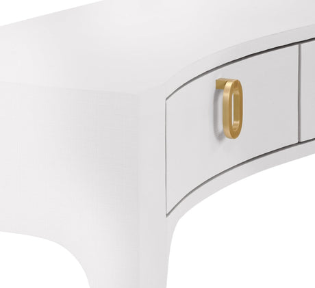 Sabrina White Console Table by Worlds Away at Fig Linens and Home - Hardware Angle View