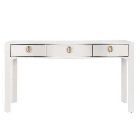 Sabrina White Console Table by Worlds Away at Fig Linens and Home - Front View