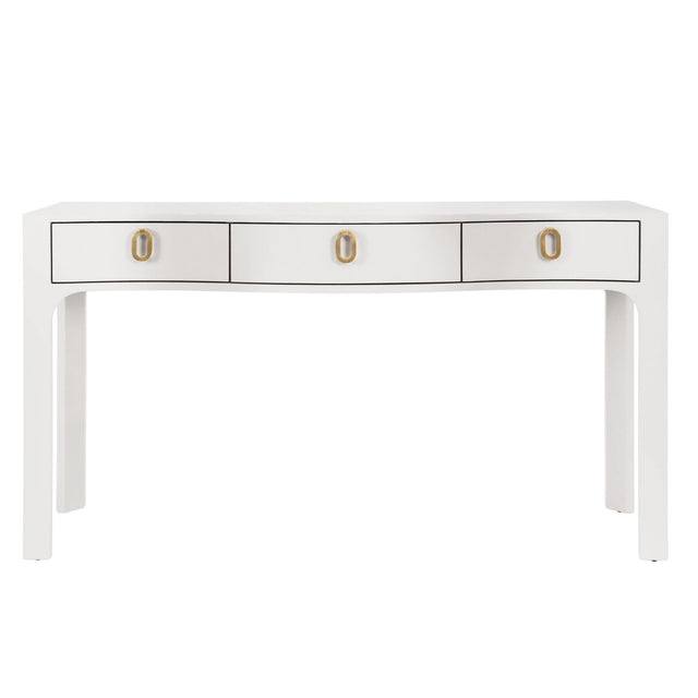Sabrina White Console Table by Worlds Away at Fig Linens and Home - Front View