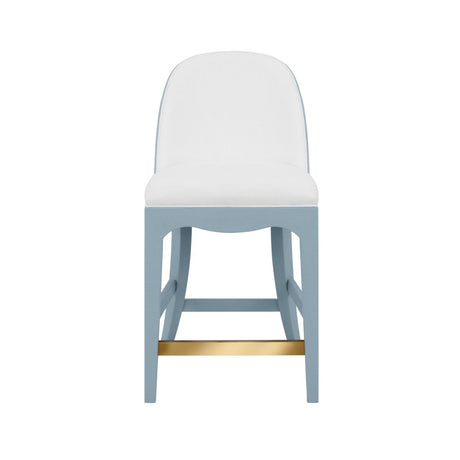 Sadie Light Blue Counter Stool by Worlds Away at Fig Linens and Home - Front View