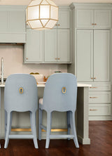 Sadie Light Blue Counter Stool by Worlds Away at Fig Linens and Home - Lifestyle at Kitchen Bar 2