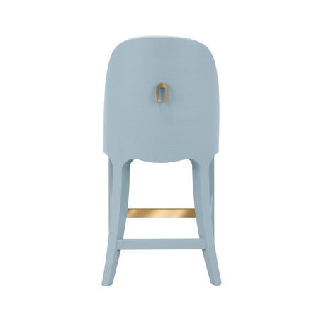 Sadie Light Blue Counter Stool by Worlds Away at Fig Linens and Home - Back of Chair View