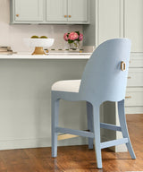 Sadie Light Blue Counter Stool by Worlds Away at Fig Linens and Home - Lifestyle at Kitchen Bar 1