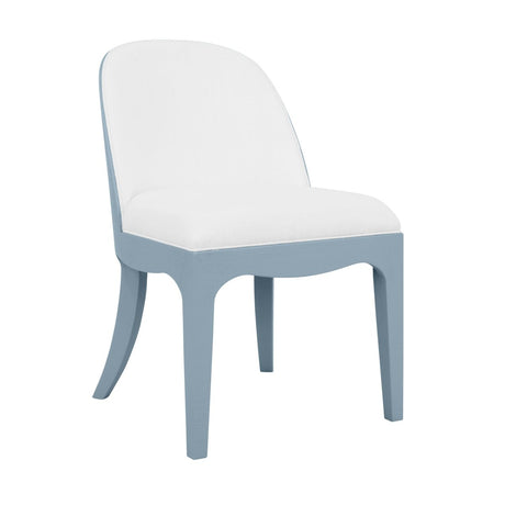 Sadie Light Blue Dining Chair by Worlds Away | Blue Finish Chair with Performance Linen Upholstery 2