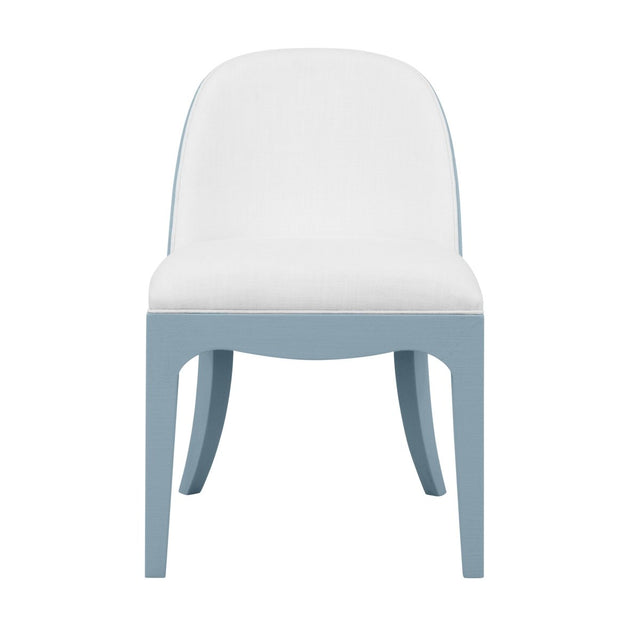 Sadie Light Blue Dining Chair by Worlds Away | Blue Finish Chair with Performance Linen Upholstery 1