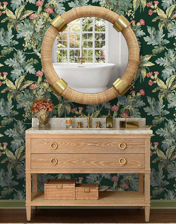 Worlds Away Saylor Round Rattan Wall Mirror With Brass Detail at FIG LINENS AND HOME 5