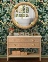 Worlds Away Saylor Round Rattan Wall Mirror With Brass Detail at FIG LINENS AND HOME 5