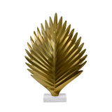 Sprig Large Antique Brass Leaf Sculpture by Worlds Away 23.2" H x 5.9" W  x 15.4" D Antique Brass and White at FIG LINENS AND HOME 1