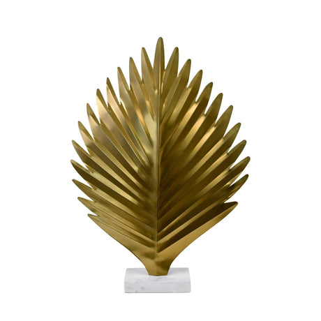 Sprig Large Antique Brass Leaf Sculpture by Worlds Away 23.2" H x 5.9" W  x 15.4" D Antique Brass and White at FIG LINENS AND HOME 1