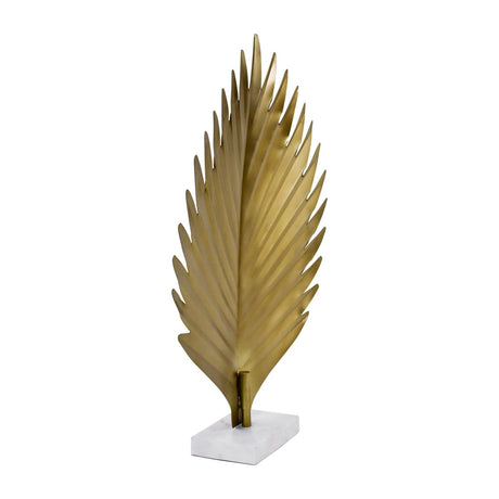 Sprig Large Antique Brass Leaf Sculpture by Worlds Away 23.2" H x 5.9" W  x 15.4" D Antique Brass and White at FIG LINENS AND HOME 4
