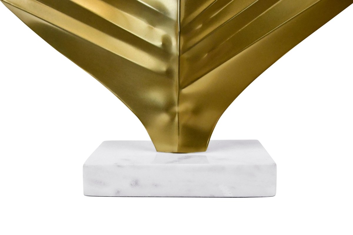 Sprig Large Antique Brass Leaf Sculpture by Worlds Away 23.2" H x 5.9" W  x 15.4" D Antique Brass and White at FIG LINENS AND HOME 6