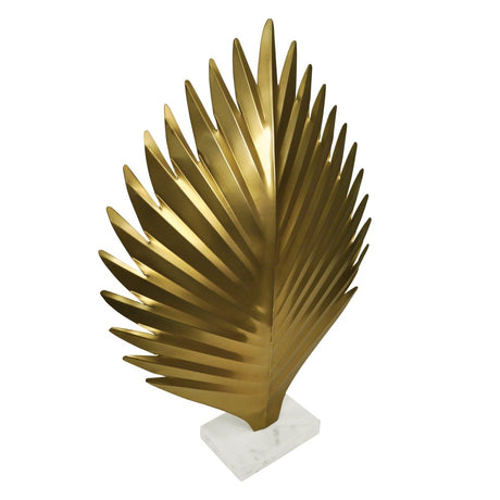 Sprig Large Antique Brass Leaf Sculpture by Worlds Away 23.2" H x 5.9" W  x 15.4" D Antique Brass and White at FIG LINENS AND HOME 3
