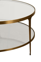 Worlds Away Stacey coffee table antique brass frame detail at Fig Linens and Home