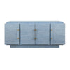 Steele Blue Grasscloth Buffet Cabinet | Worlds Away Sideboard at Fig Linens and Home - Front View
