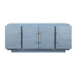 Steele Blue Grasscloth Buffet Cabinet | Worlds Away Sideboard at Fig Linens and Home - Front View