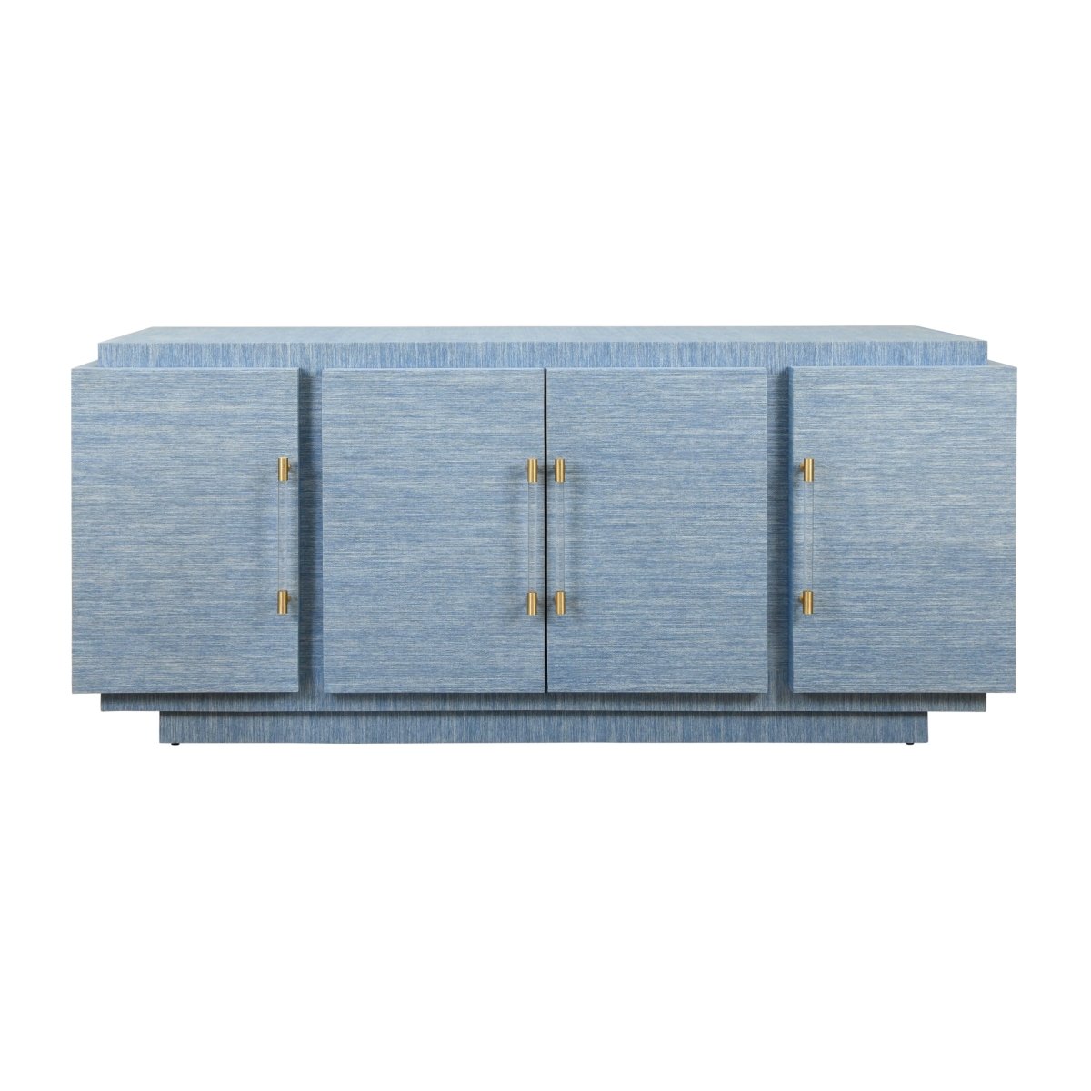 Steele Blue Grasscloth Buffet Cabinet | Worlds Away Sideboard at Fig Linens and Home - Front View