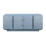 Steele Blue Grasscloth Buffet Cabinet | Worlds Away Sideboard at Fig Linens and Home - Front View