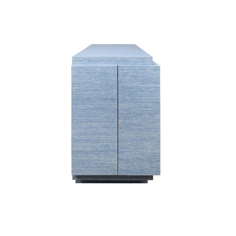 Steele Blue Grasscloth Buffet Cabinet | Worlds Away Sideboard at Fig Linens and Home - Side View