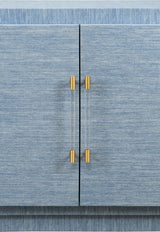 Steele Blue Grasscloth Buffet Cabinet | Worlds Away Sideboard at Fig Linens and Home - Hardware View