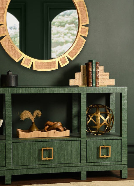 Sunday Round Modern Sunburst Wall Mirror by Worlds Away at Fig LInens and Home - Lifestyle 7