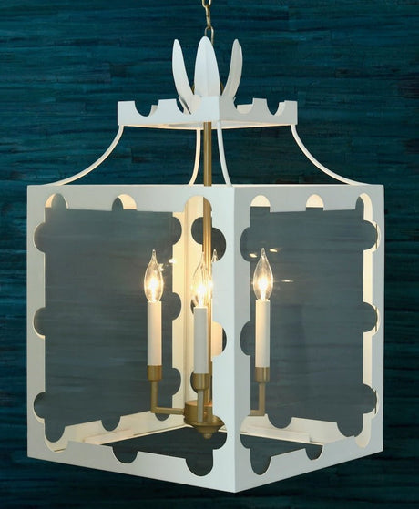 Talula White Pendant Lantern by Worlds Away - Pendant Light Chandelier at Fig Linens and Home 1