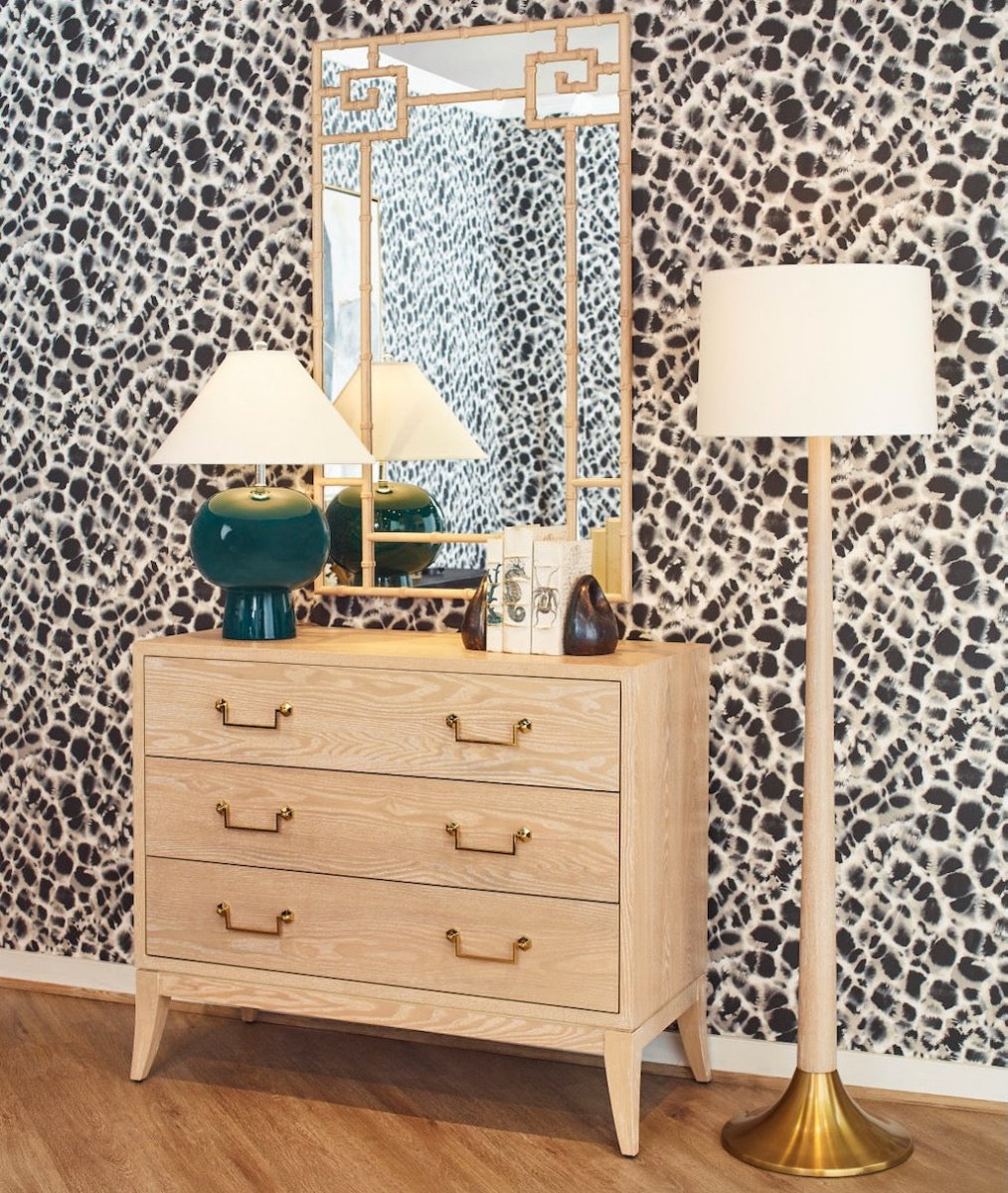 Tessa Light Cerused Oak Bamboo Detail Mirror by Worlds Away at Fig Linens and Home - Lifestyle