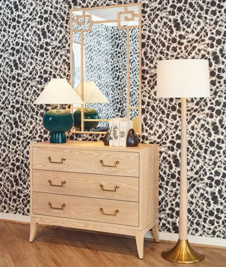 Tessa Light Cerused Oak Bamboo Detail Mirror by Worlds Away at Fig Linens and Home - Lifestyle