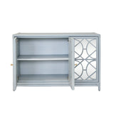 Worlds Away Aria Light Blue Buffet Cabinet at Fig Linens and Home - Left Door Open
