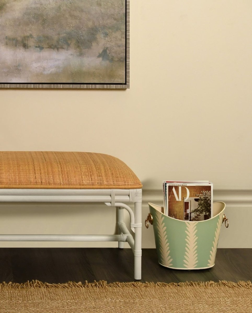 Worlds Away Asha White Bench 19"H x 45"W x 18.5"D White at FIG LINENS AND HOME 3