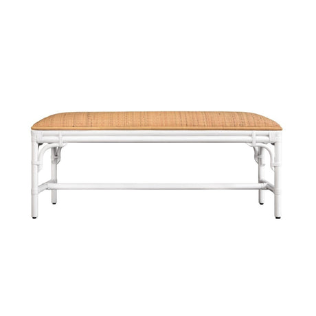 Worlds Away Asha White Bench 19"H x 45"W x 18.5"D White at FIG LINENS AND HOME 1