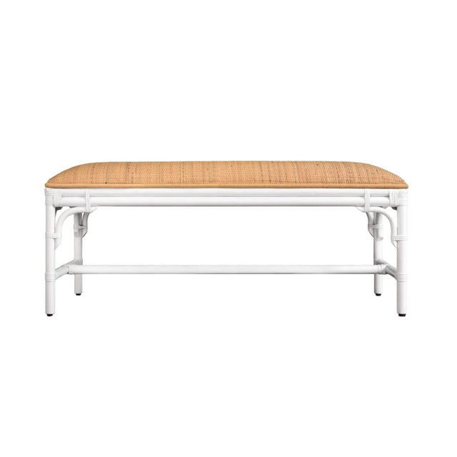 Worlds Away Asha White Bench 19"H x 45"W x 18.5"D White at FIG LINENS AND HOME 1