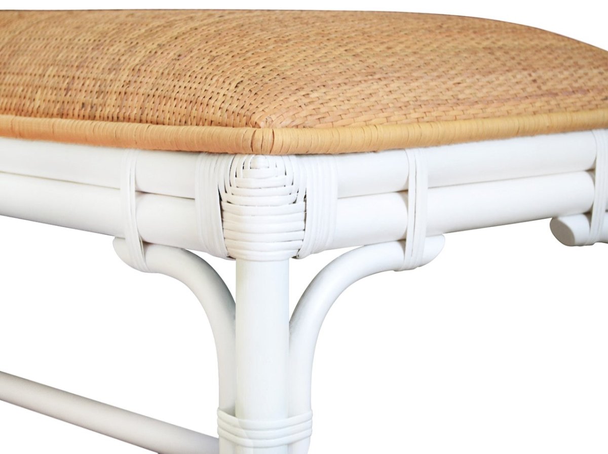 Worlds Away Asha White Bench 19"H x 45"W x 18.5"D White at FIG LINENS AND HOME 7
