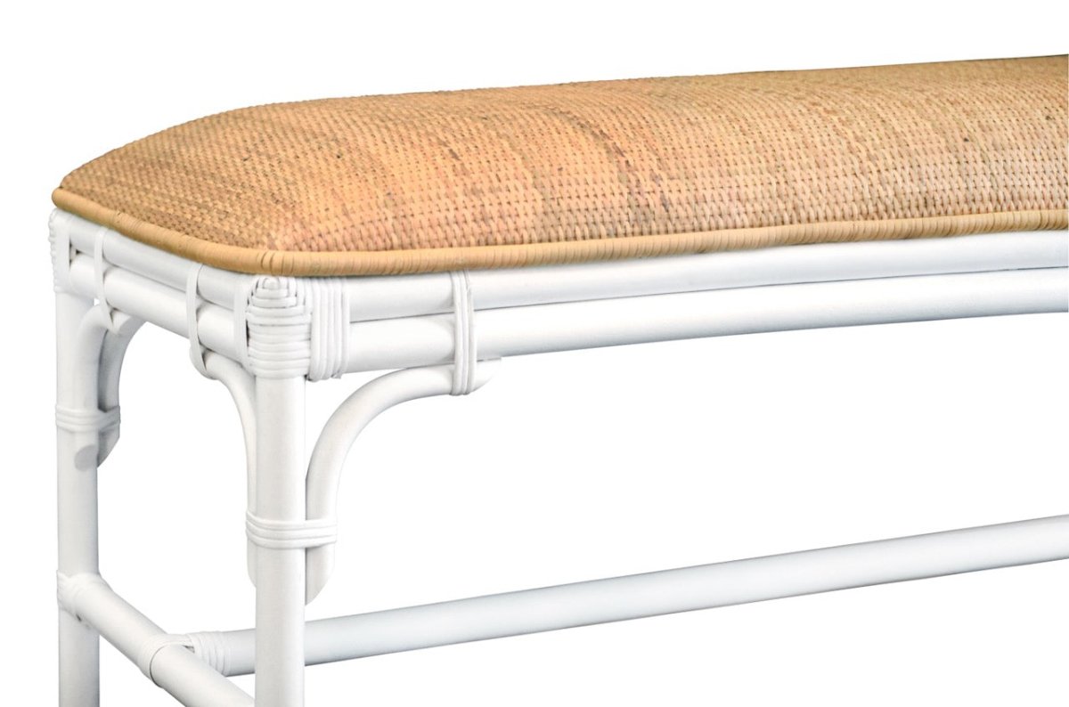 Worlds Away Asha White Bench 19"H x 45"W x 18.5"D White at FIG LINENS AND HOME 6