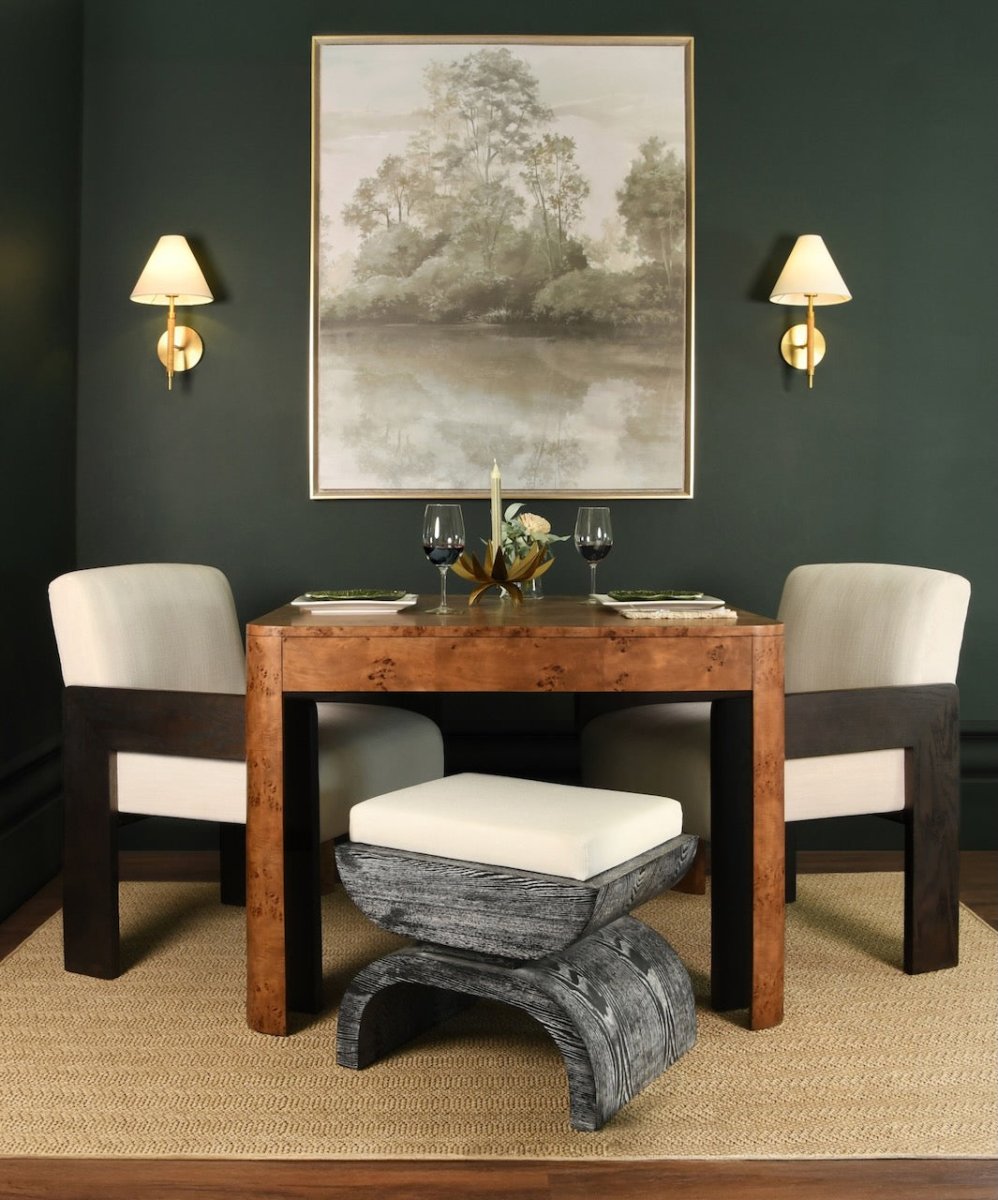 Worlds Away Astor Espresso Oak Dining Chair - Lifestyle at Table