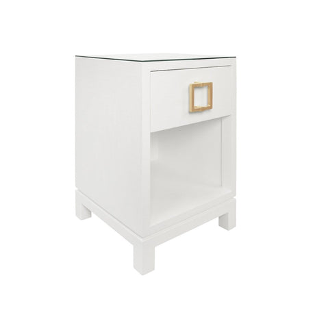 Worlds Away Blair White Side Table at Fig Linens and Home - Angle View
