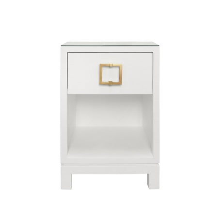 Worlds Away Blair White Side Table at Fig Linens and Home - Front View