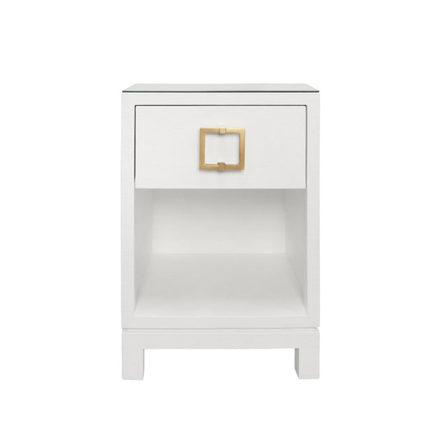 Worlds Away Blair White Side Table at Fig Linens and Home - Front View